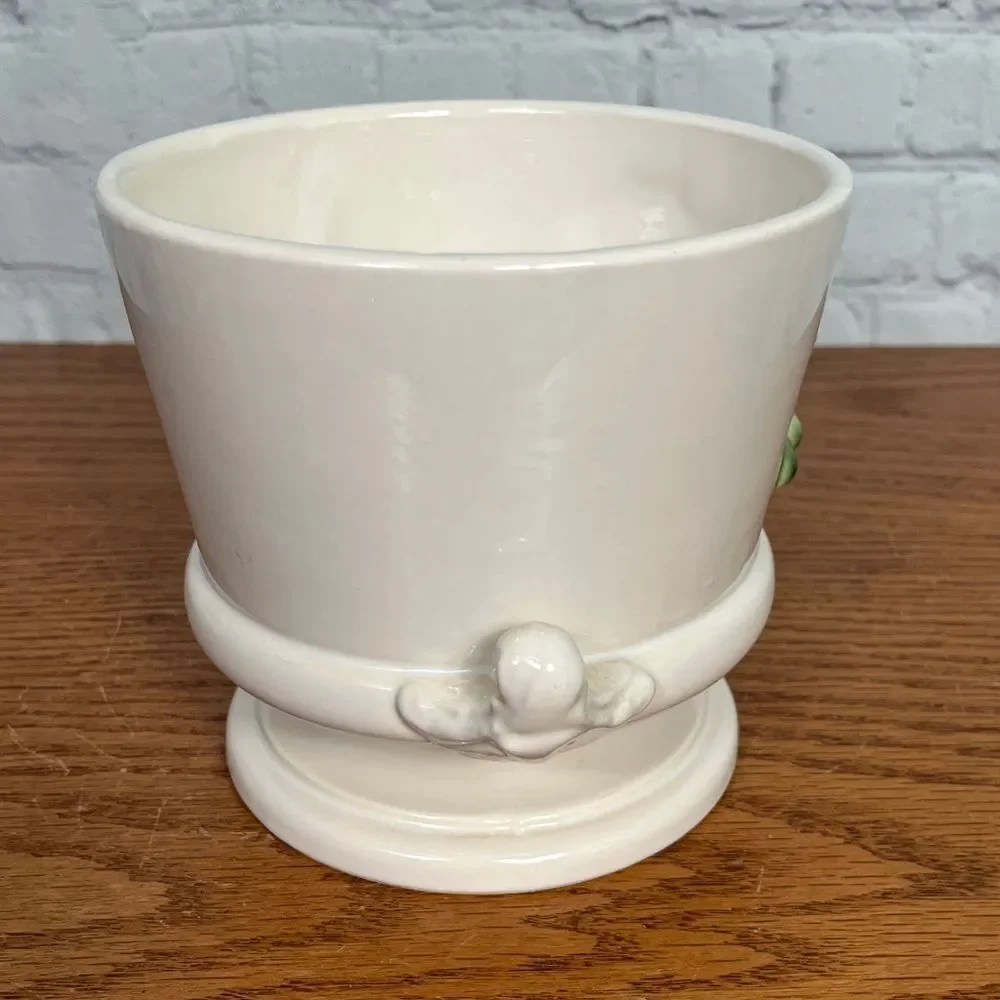 Hull Pottery Planter, Tokay Tuscany grapes design, Cache Pot white green handles